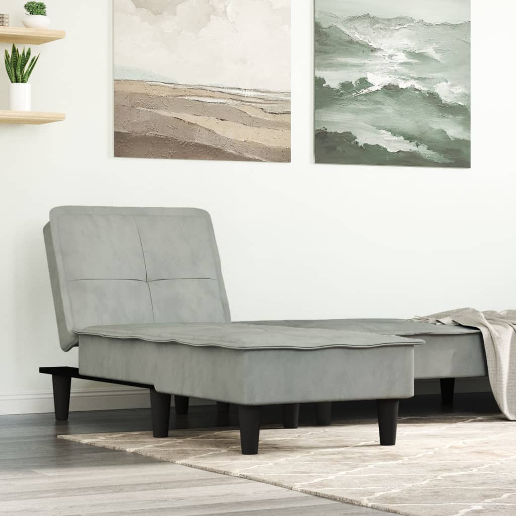 Chaise longue, light grey, velvet