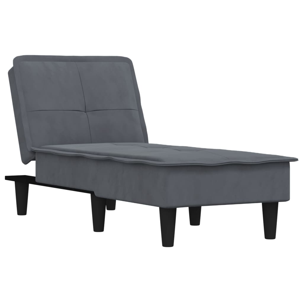 Chaise longue, dark grey, velvet