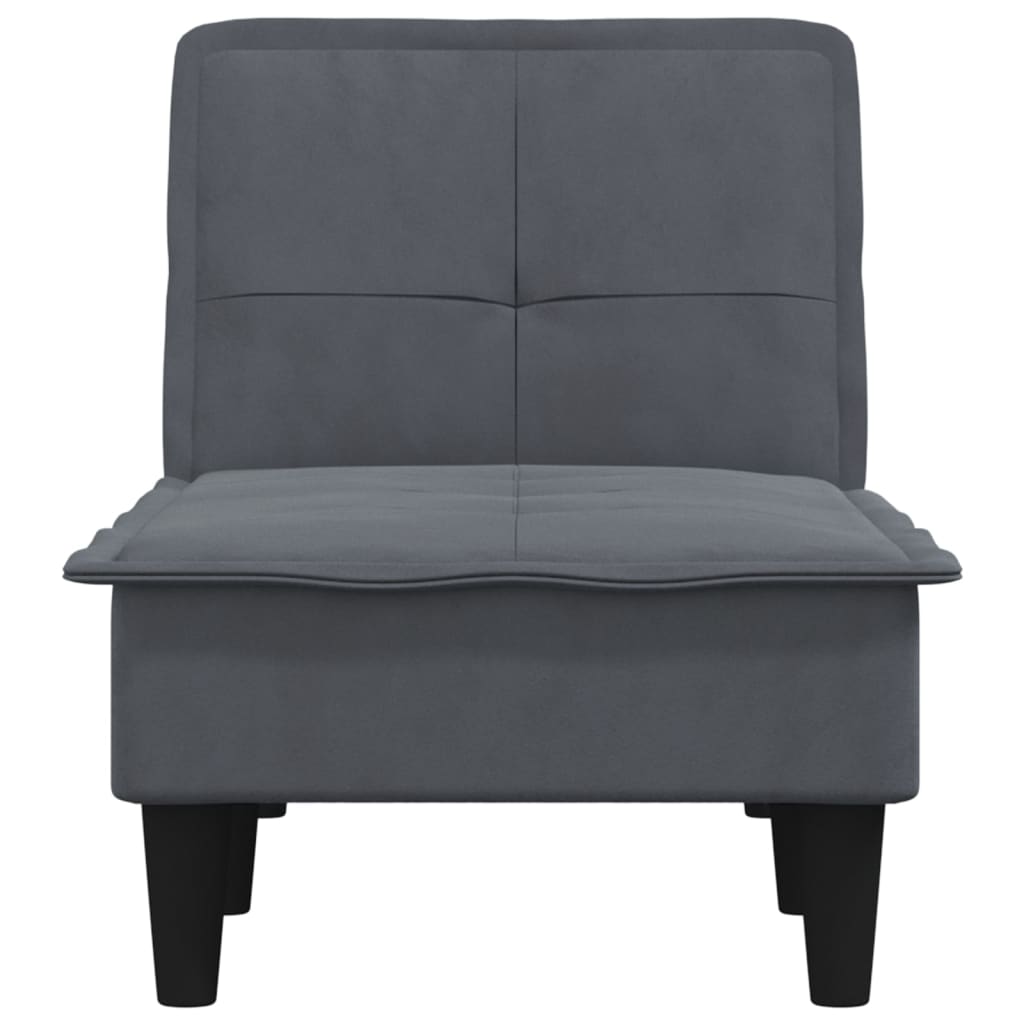 Chaise longue, dark grey, velvet