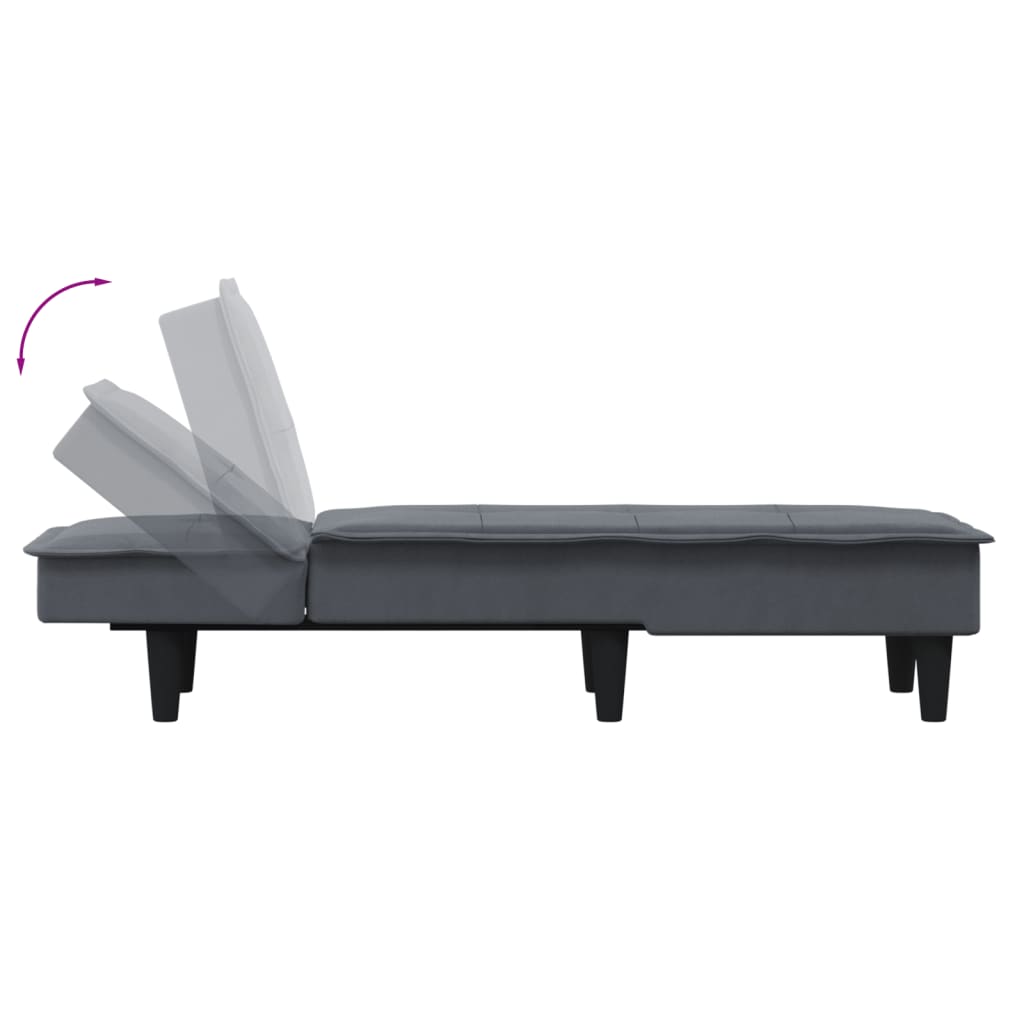 Chaise longue, dark grey, velvet