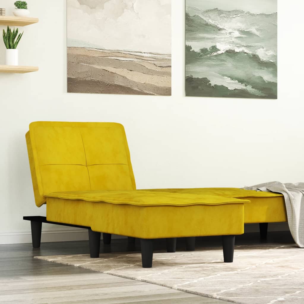 Chaise longue, yellow, velvet