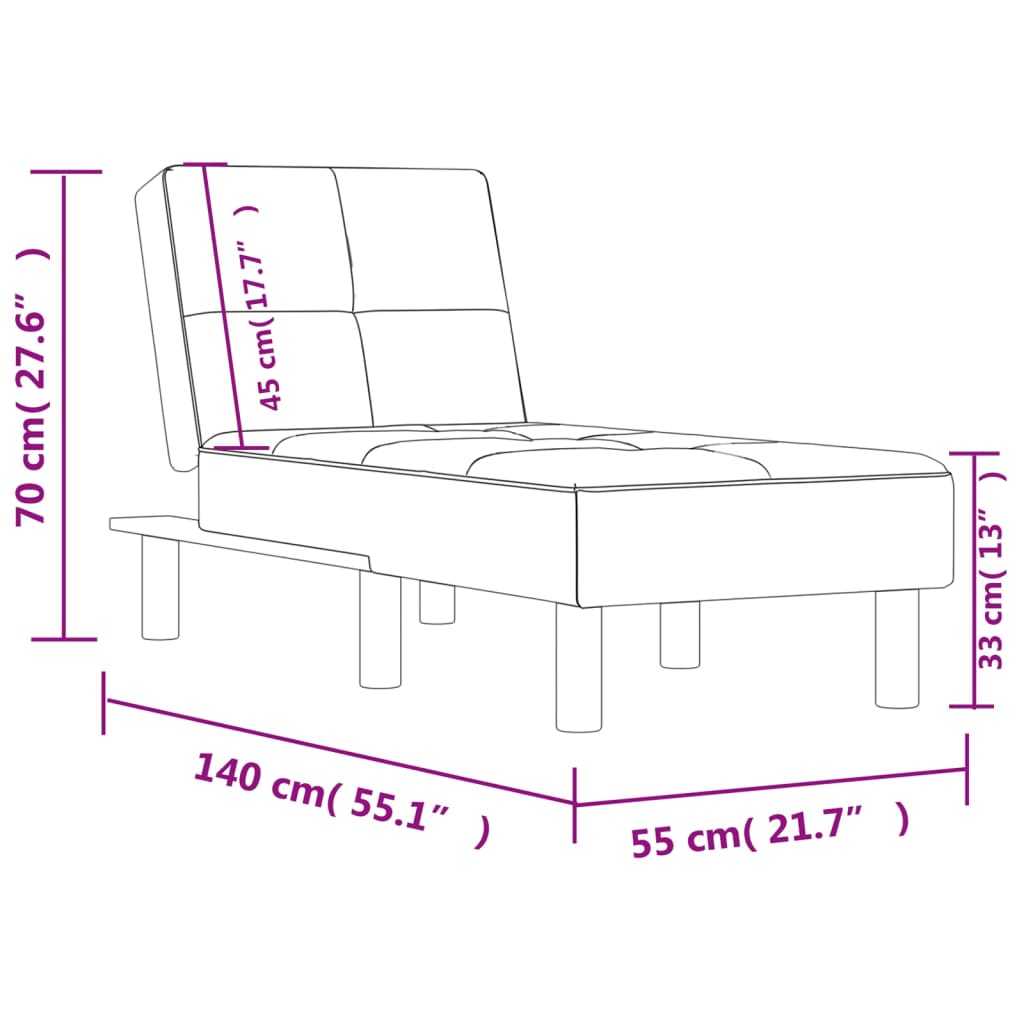 Chaise longue, cappuccino, eco-leather