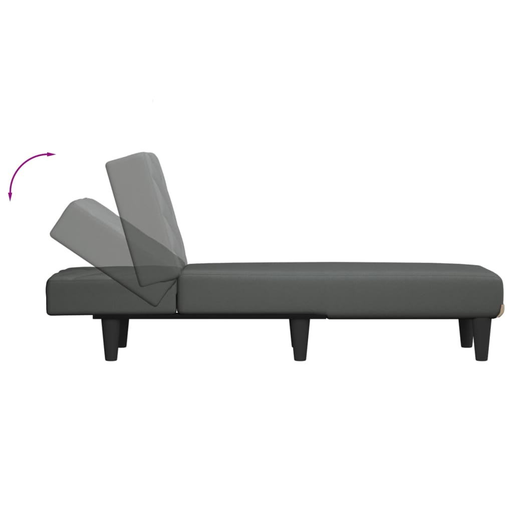 Chaise longue, dark grey, textile