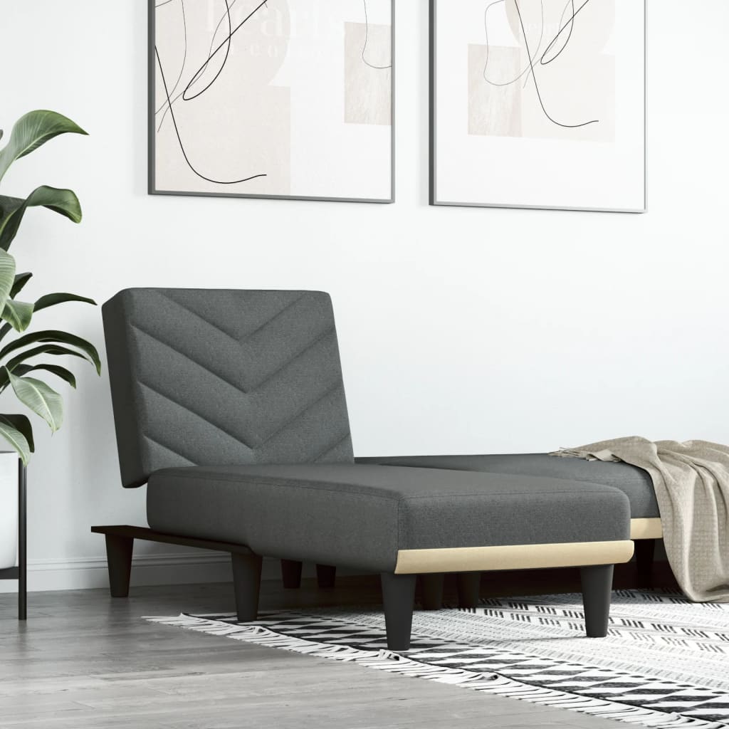 Chaise longue, dark grey, textile