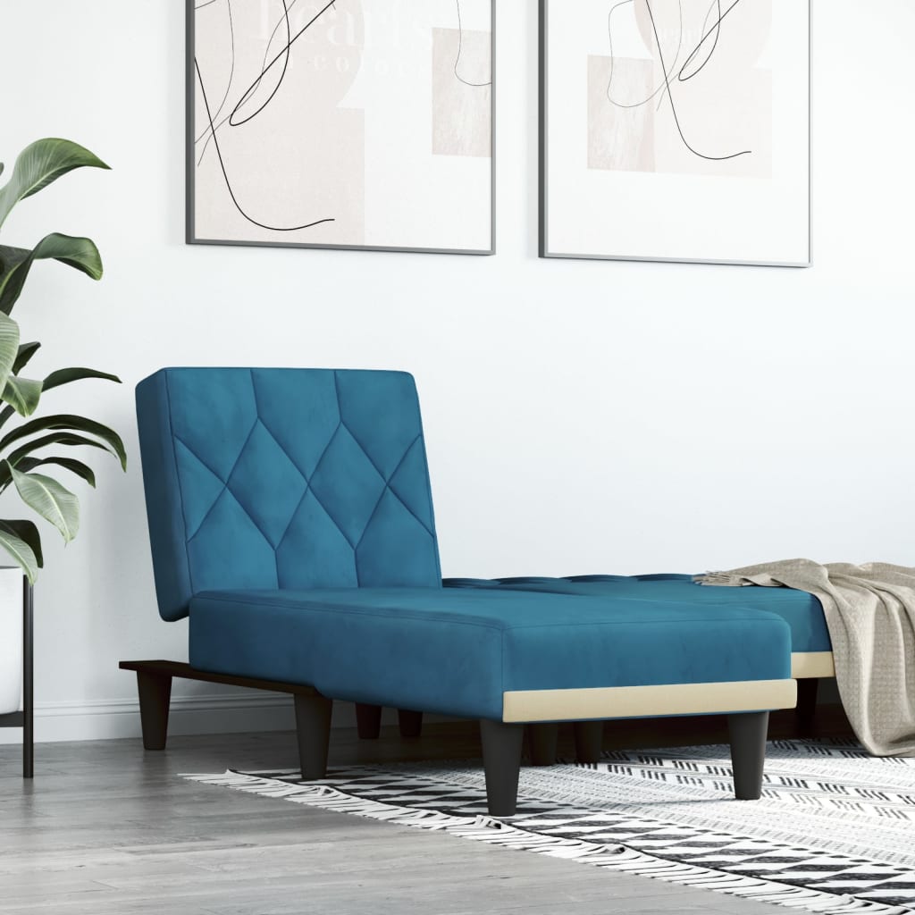 Chaise longue, blue, velvet