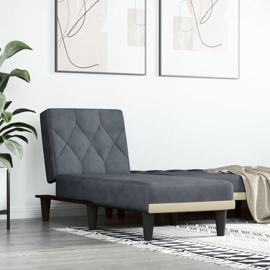 Chaise longue, dark grey, velvet