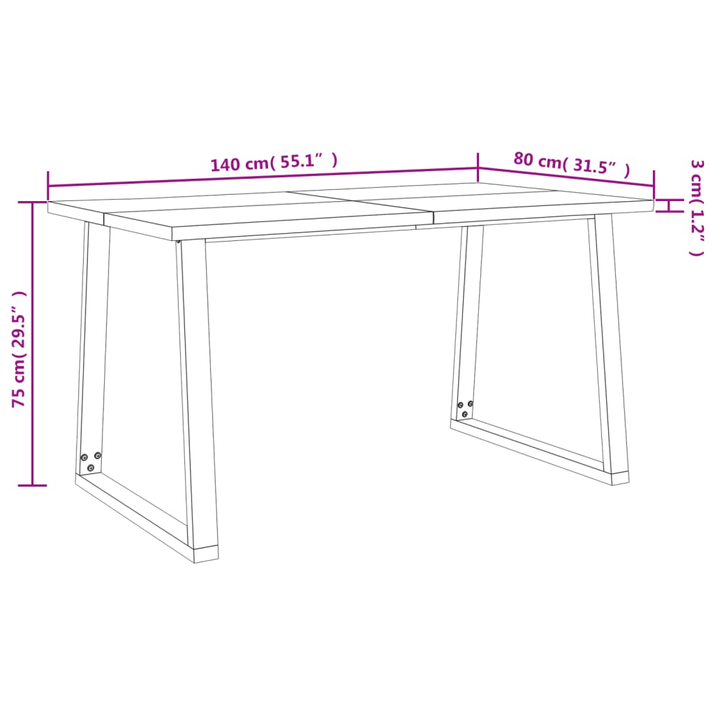 3-piece table set, natural edges, solid acacia wood