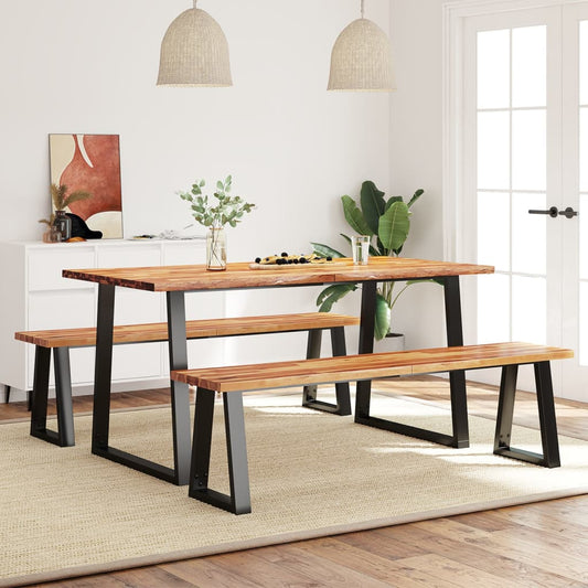 3-piece table set, natural edges, solid acacia wood