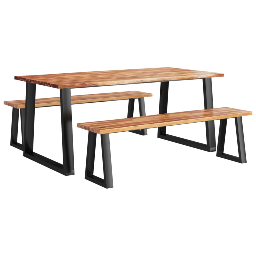 3-piece table set, natural edges, solid acacia wood