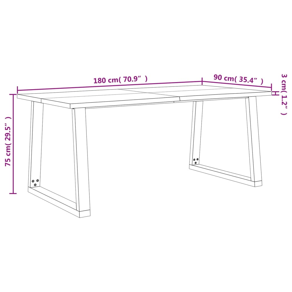 3-piece table set, natural edges, solid acacia wood