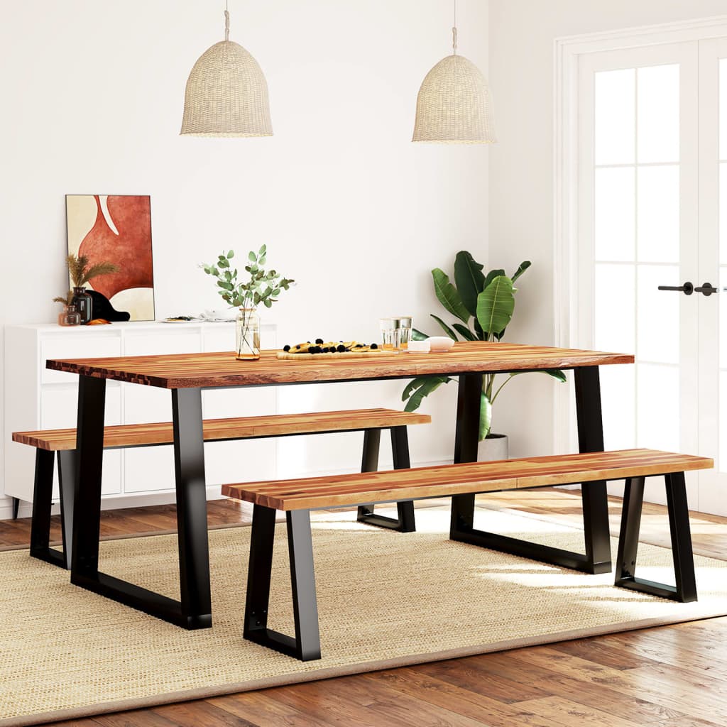 3-piece table set, natural edges, solid acacia wood