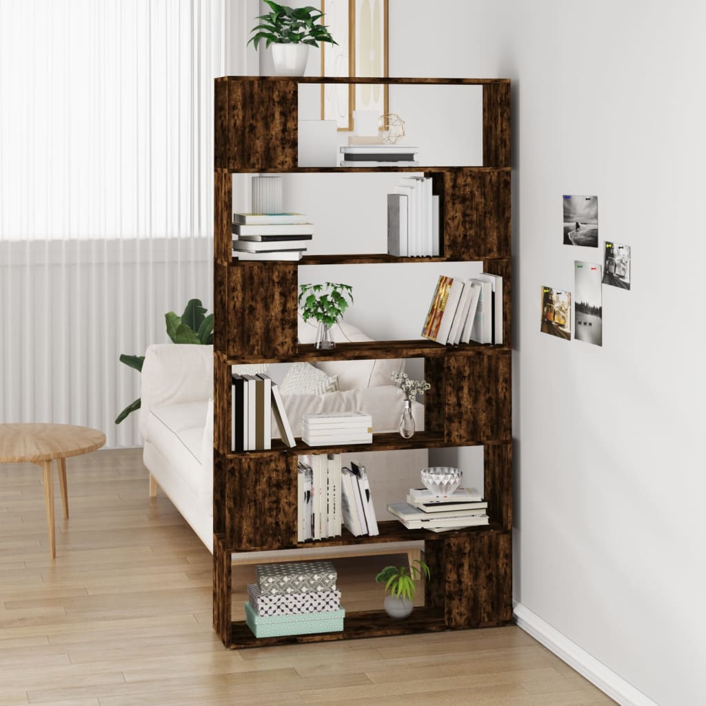 Bookcase/Room divider, smoked oak, 100x24x188 cm