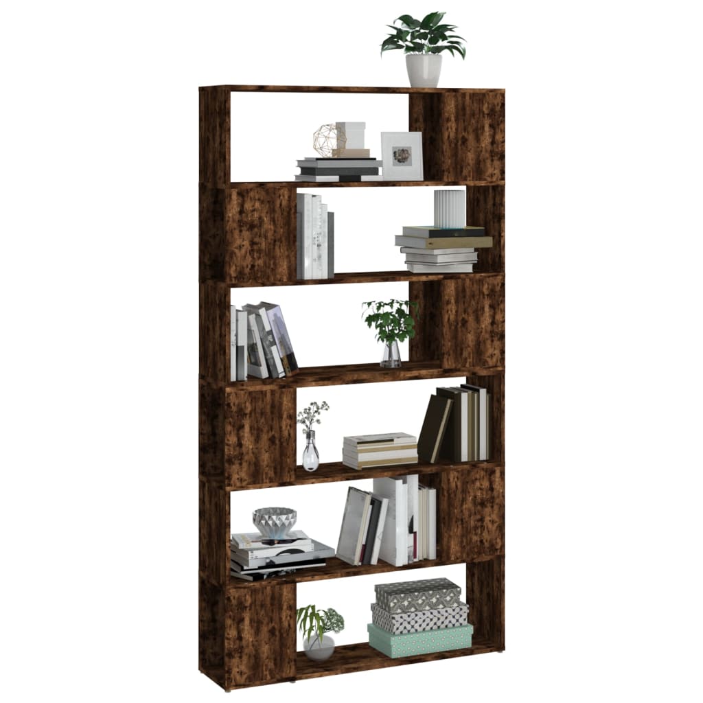 Bookcase/Room divider, smoked oak, 100x24x188 cm