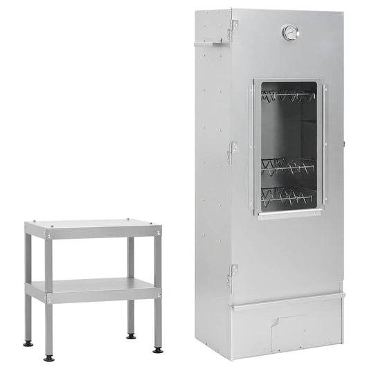 Grill smoker with table, galvanized steel