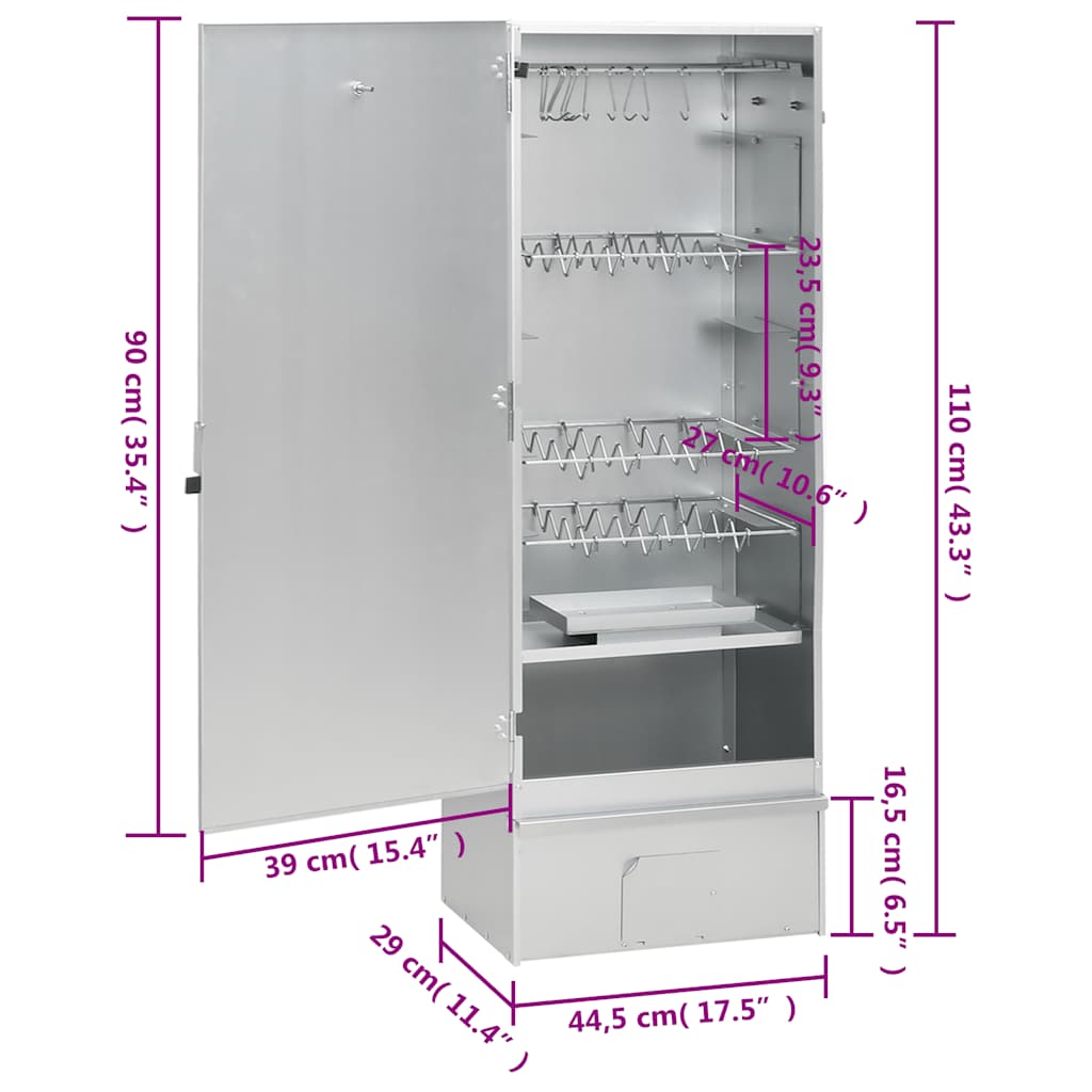 Grill smoker with table, galvanized steel