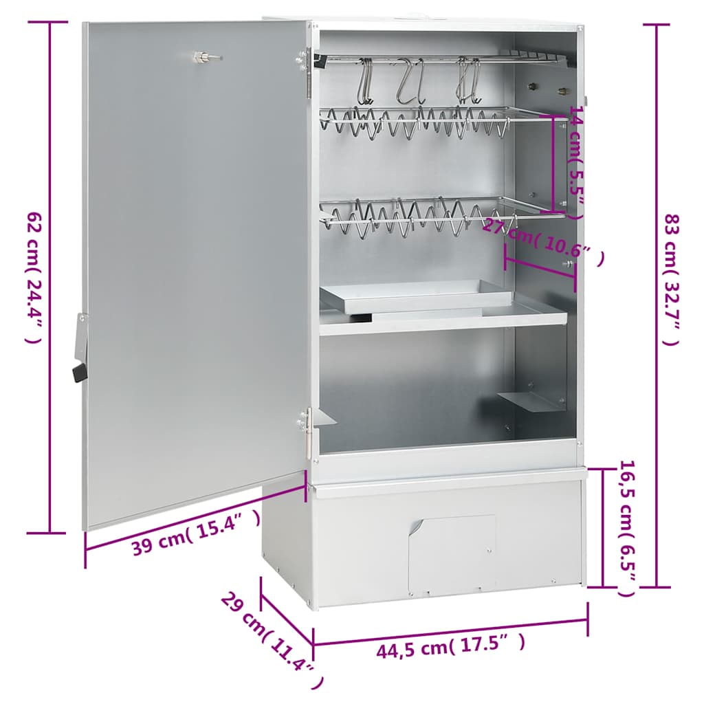 Grill smoker with table, galvanized steel