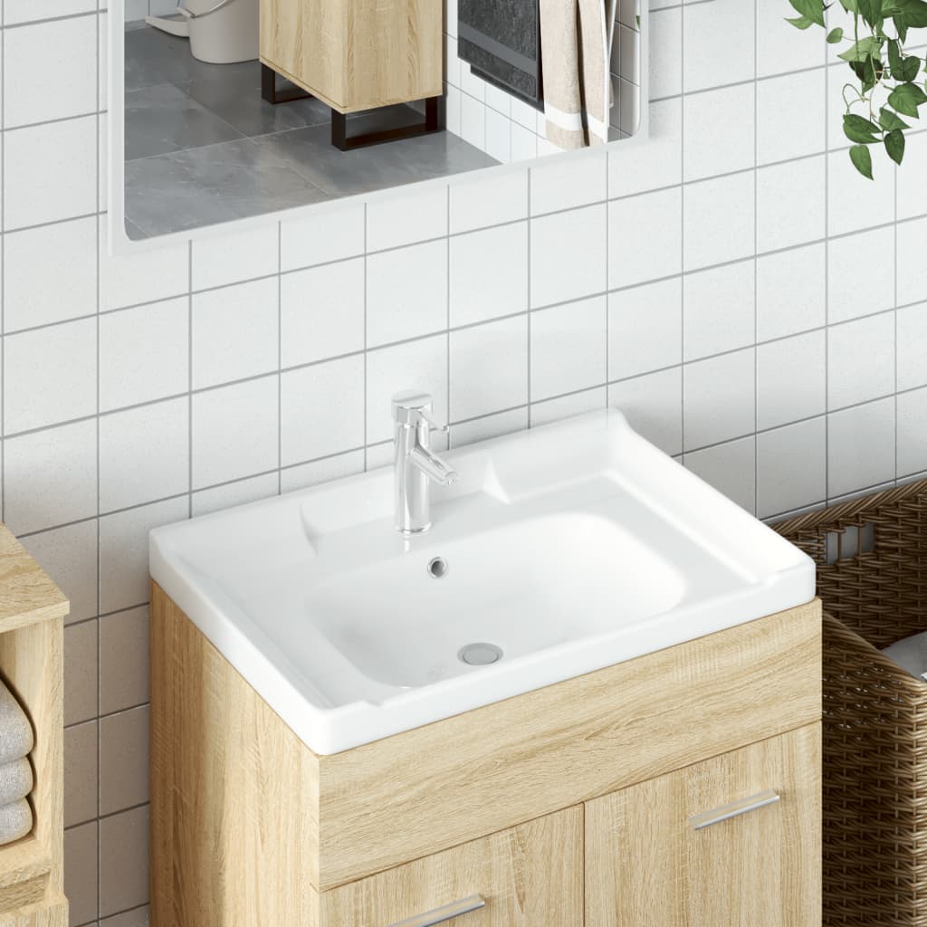 White bathroom sink 61x48x23 cm, square, ceramic