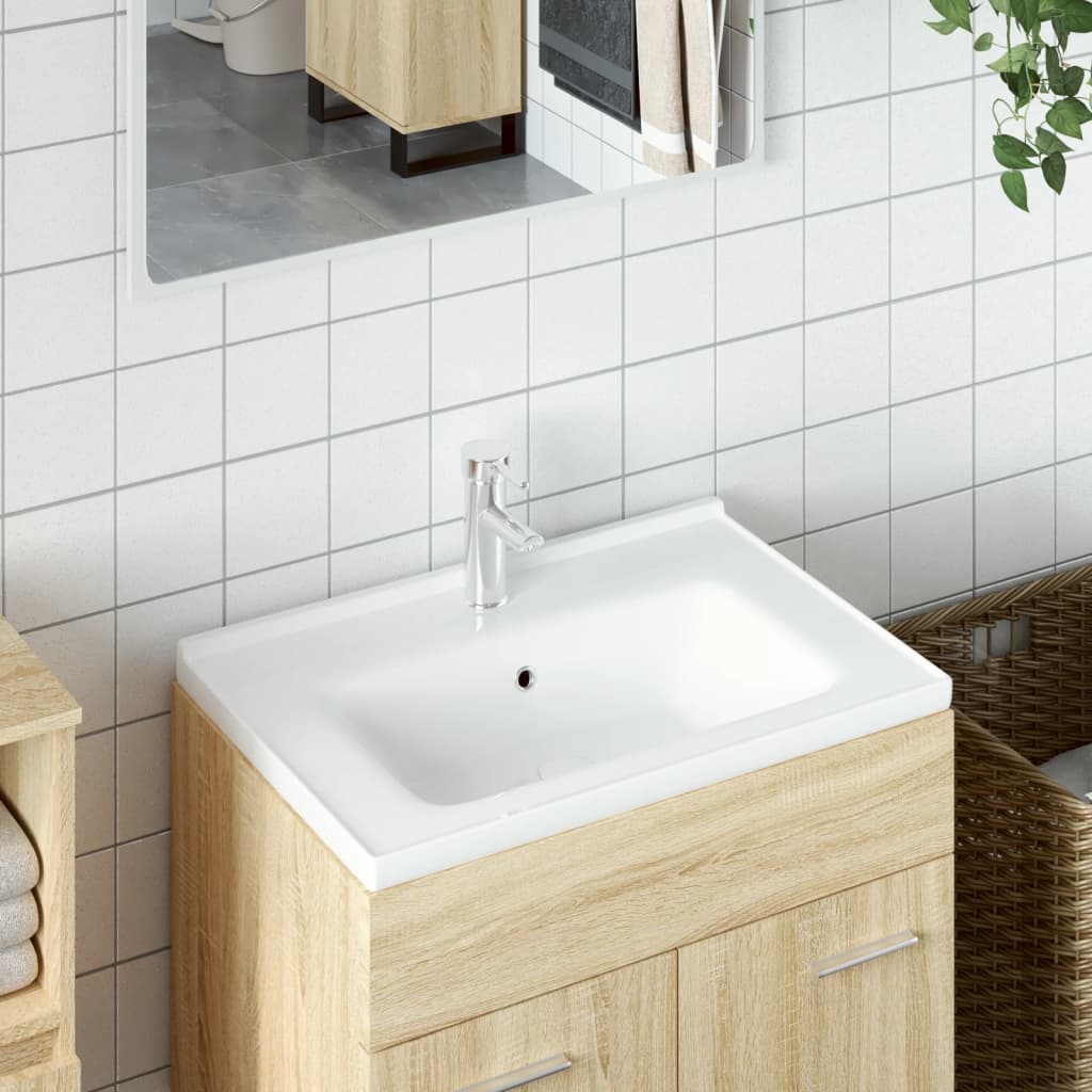 White bathroom sink 61x48x19.5 cm, oval, ceramic