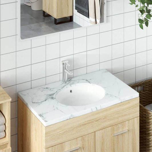 White bathroom sink 37x31x17.5 cm, oval, ceramic