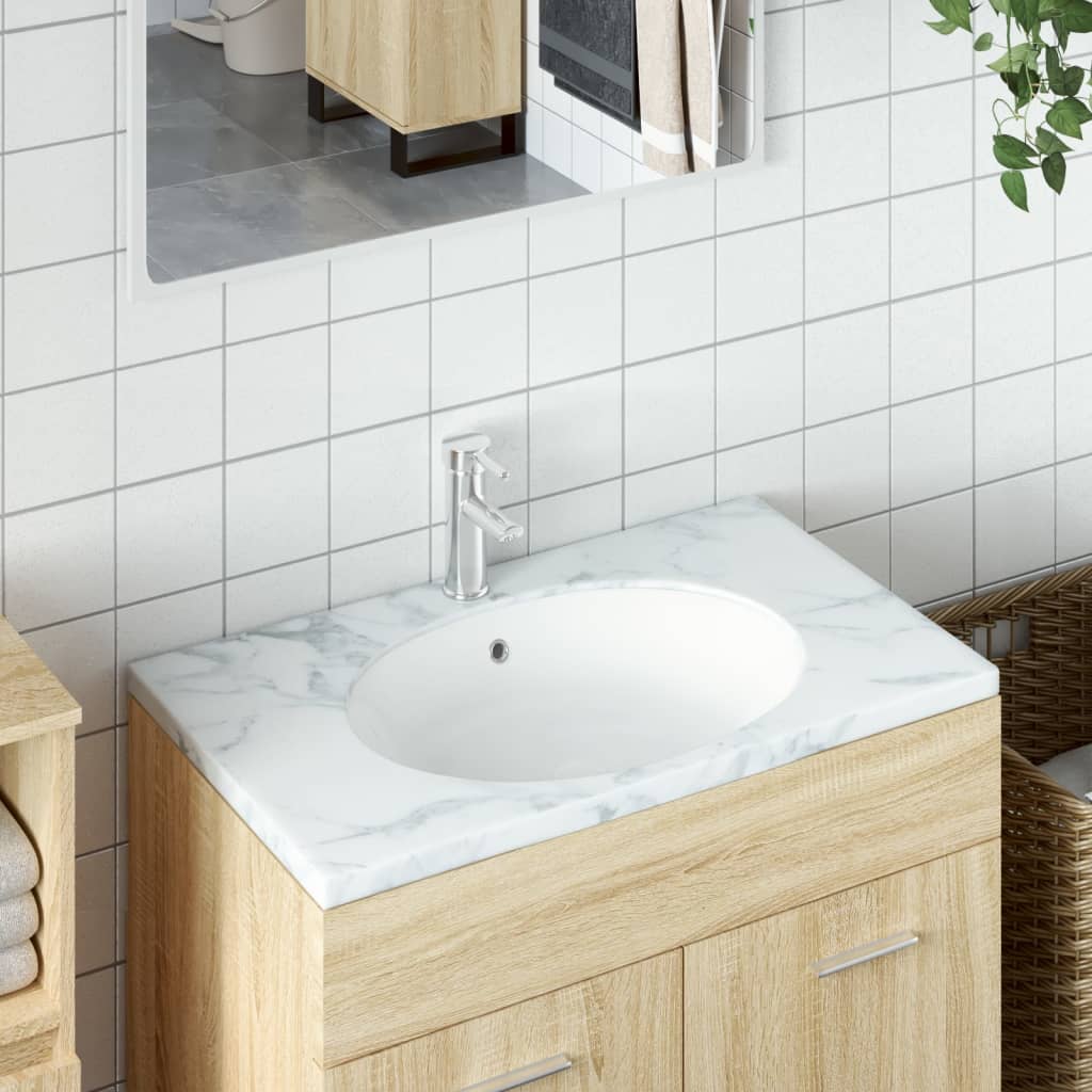 White bathroom sink 49x40.5x21 cm, oval, ceramic