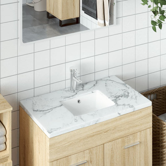 Bathroom sink, white, 39x30x18.5 cm, square, ceramic