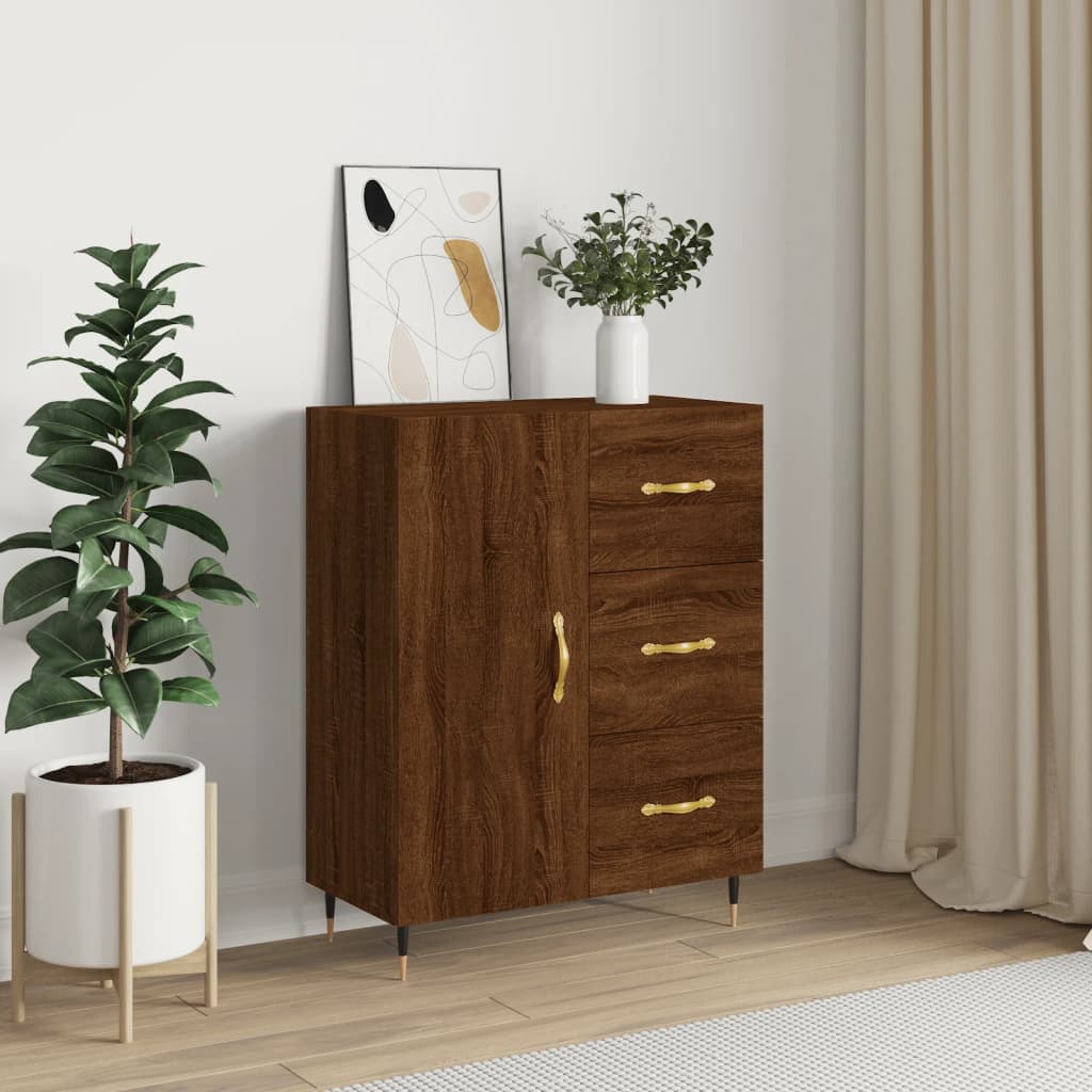 Sideboard, brown oak, 69.5x34x90 cm, processed wood