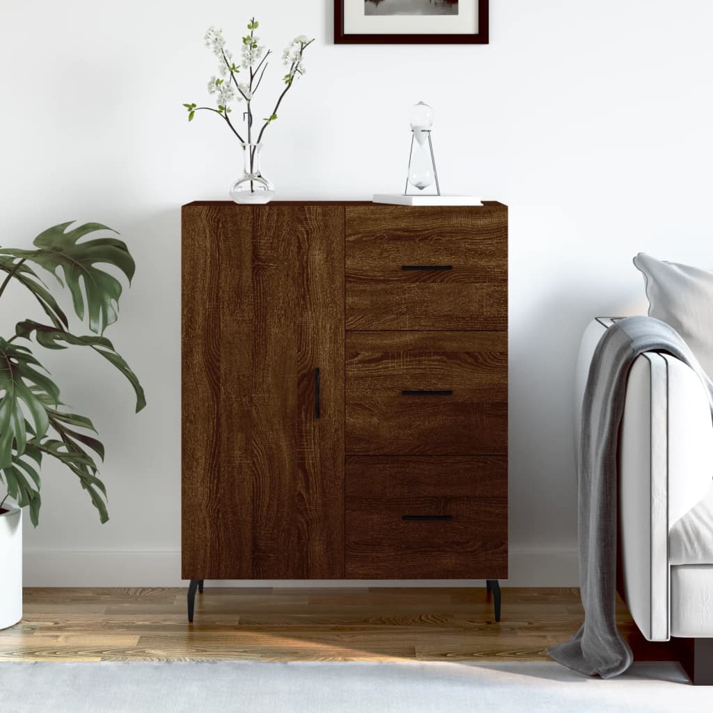 Sideboard, brown oak, 69.5x34x90 cm, processed wood