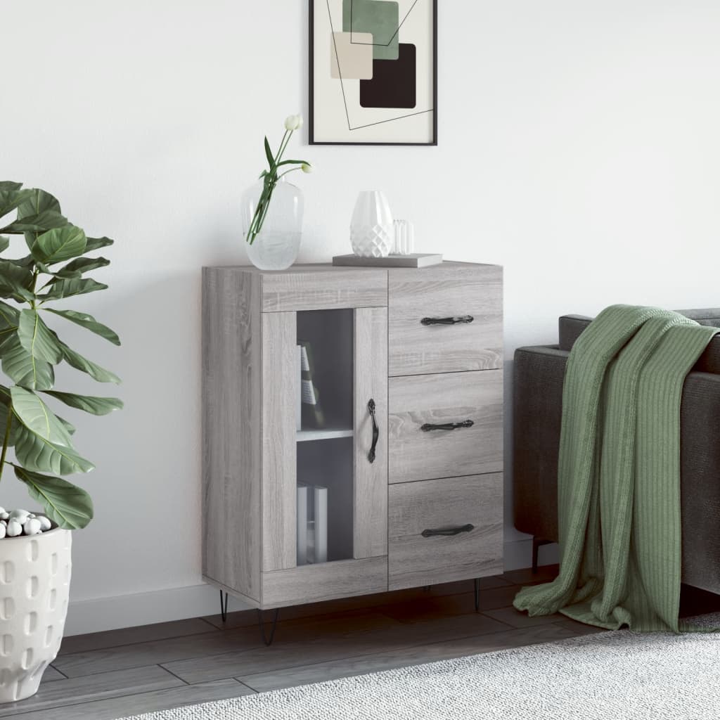 Sideboard, sonoma grey, 69.5x34x90 cm, composite wood