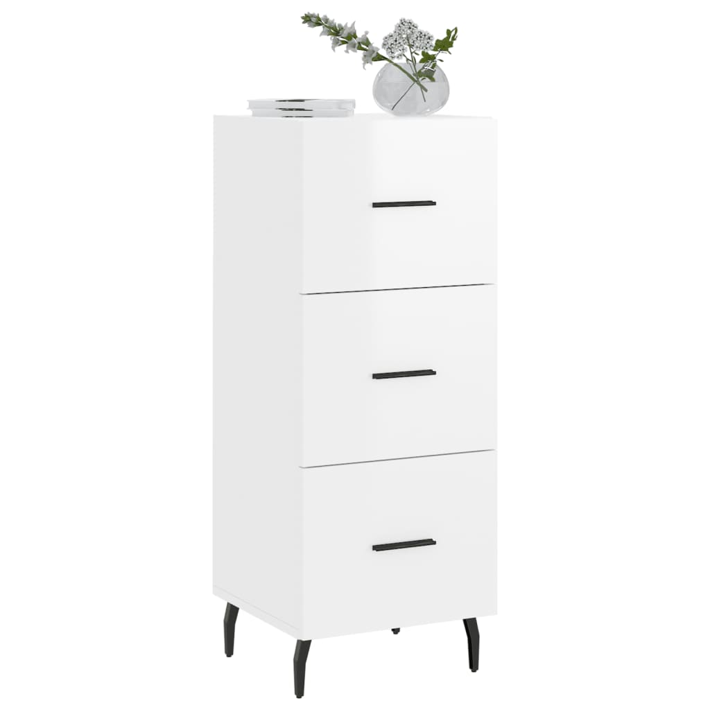 Sideboard, high-gloss white, 34.5x34x90 cm, composite wood