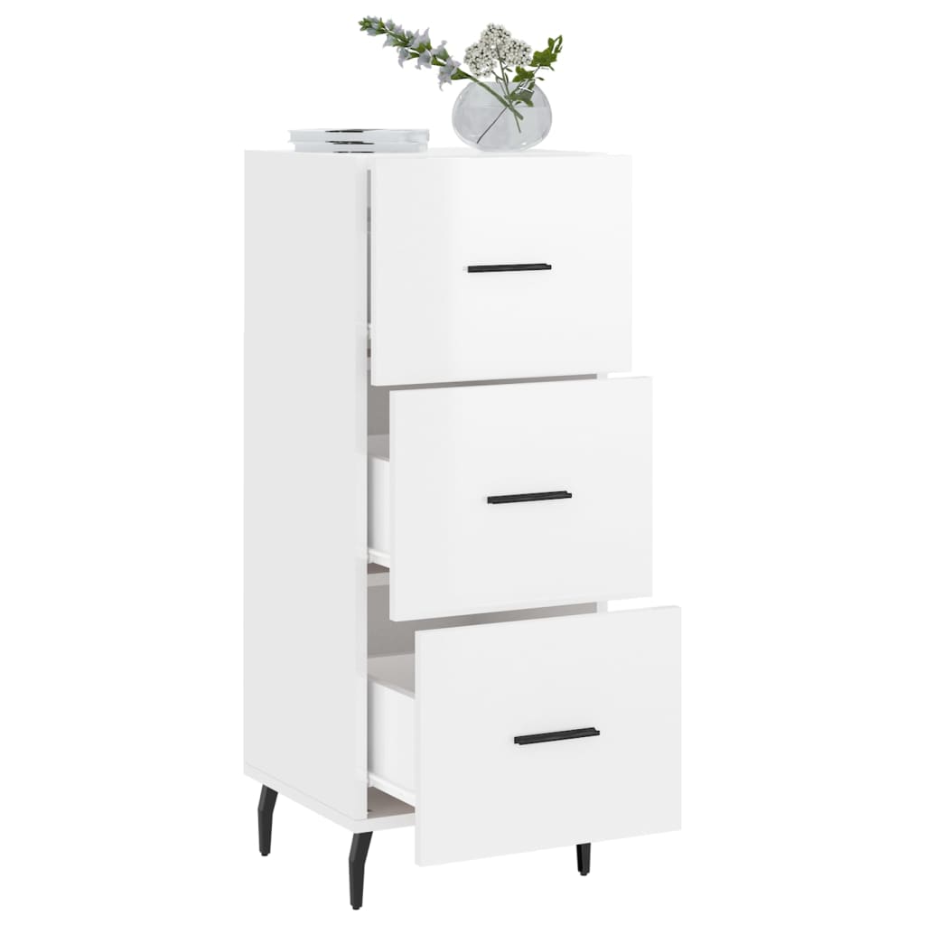 Sideboard, high-gloss white, 34.5x34x90 cm, composite wood