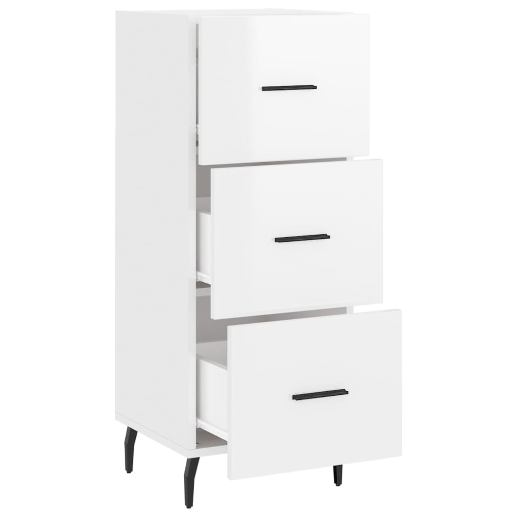 Sideboard, high-gloss white, 34.5x34x90 cm, composite wood