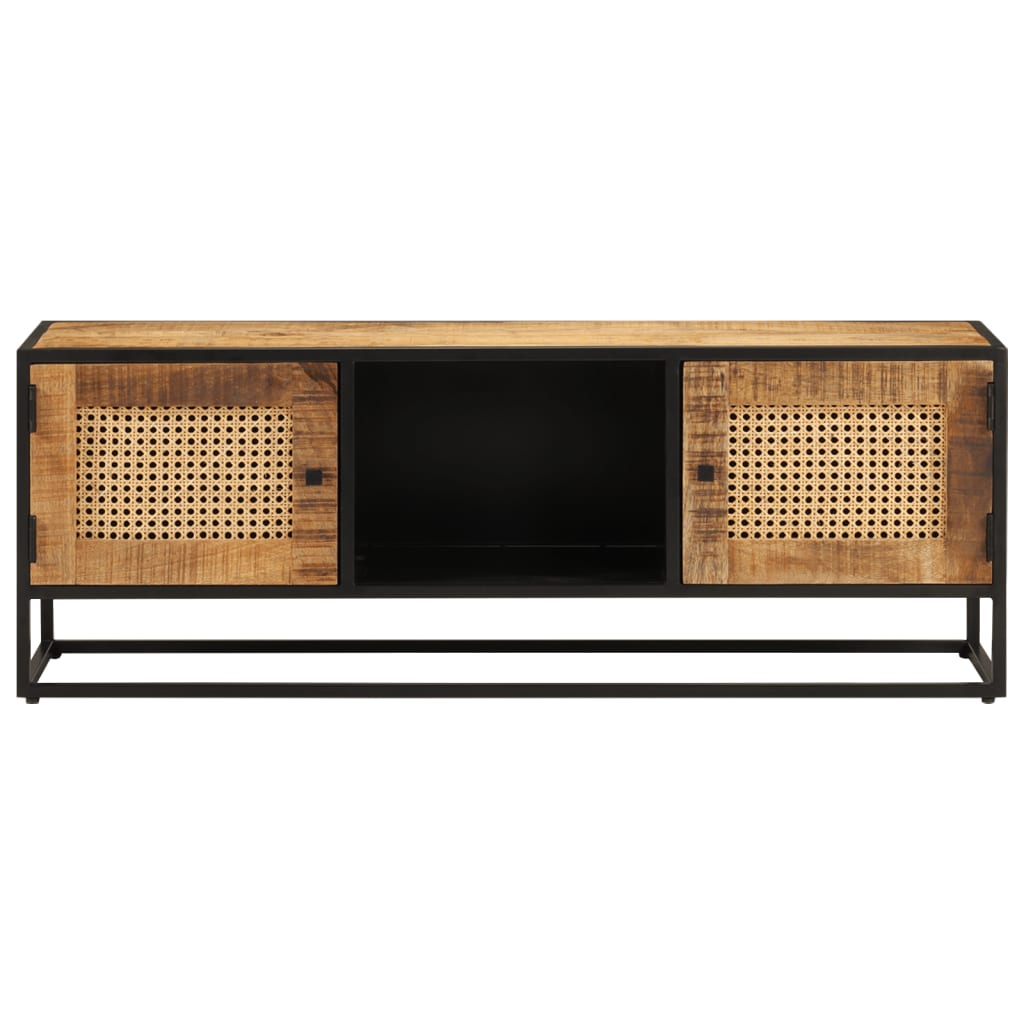 TV cabinet, 110x30x40 cm, solid raw mango wood and iron