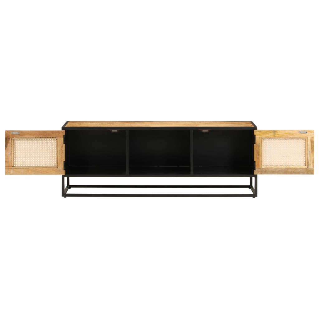 TV cabinet, 110x30x40 cm, solid raw mango wood and iron