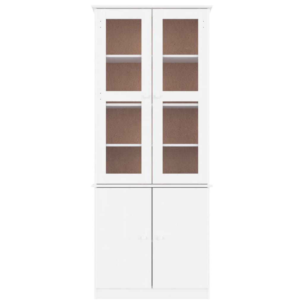 Glass display case "ALTA", white, 77x35x186.5 cm, solid pine wood