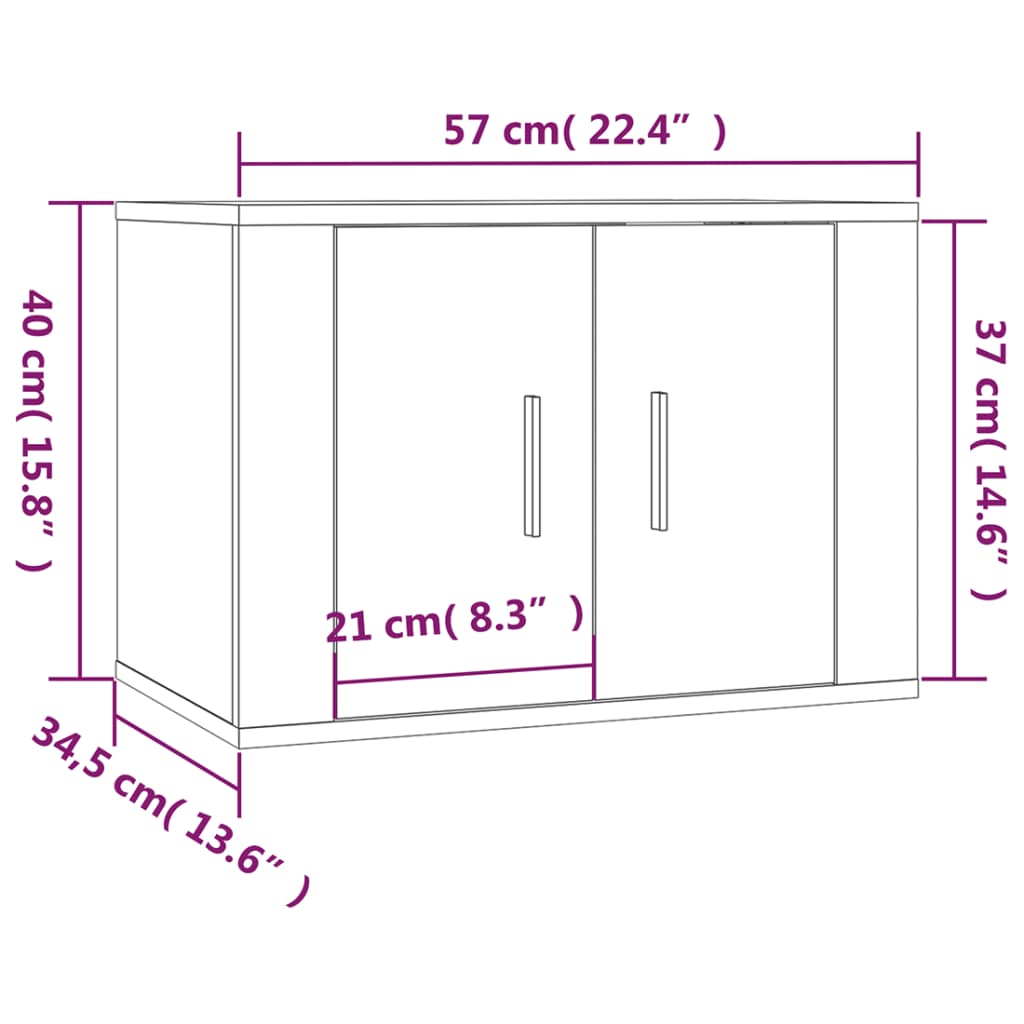 TV cabinet set, 2 pieces, black, engineered wood