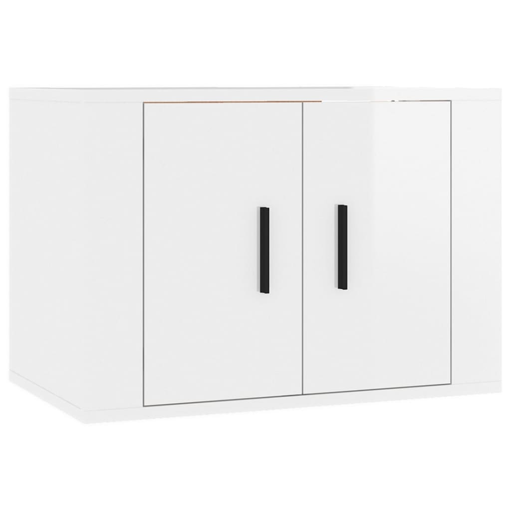 TV cabinet set, 2 pieces, high-gloss white, engineered wood