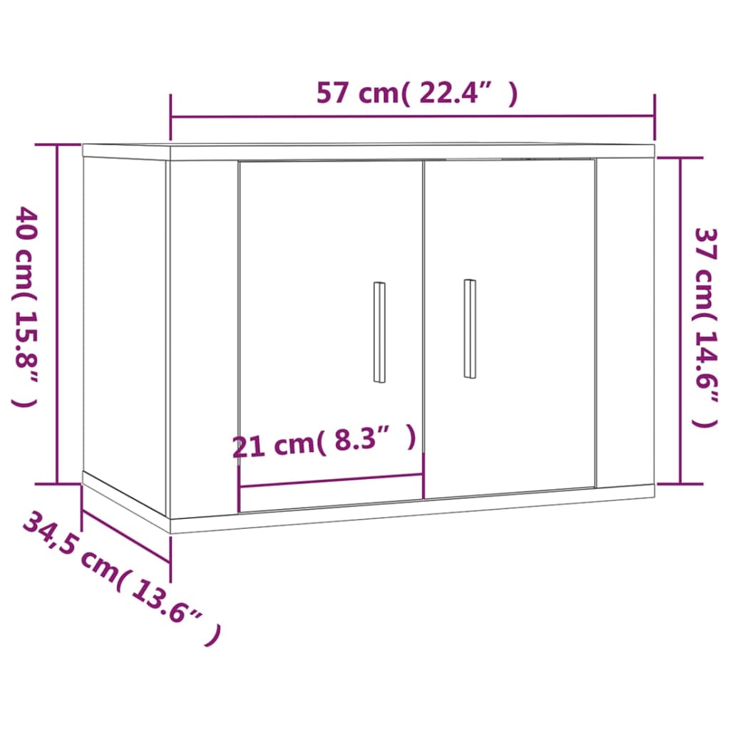 TV cabinet set, 2 pieces, high-gloss white, engineered wood