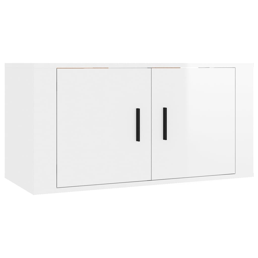 TV cabinet set, 3 pieces, high-gloss white, engineered wood