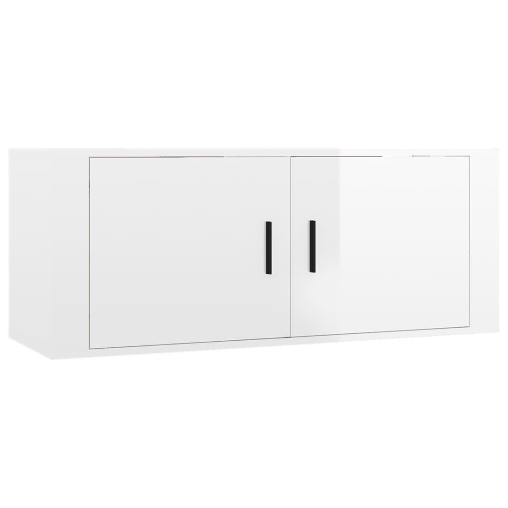 TV cabinet set, 4 pieces, high-gloss white, engineered wood