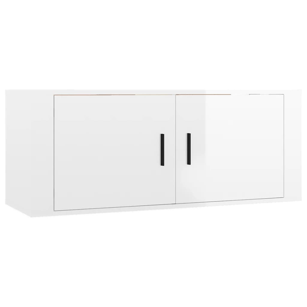 TV cabinet set, 5 pieces, high-gloss white, engineered wood