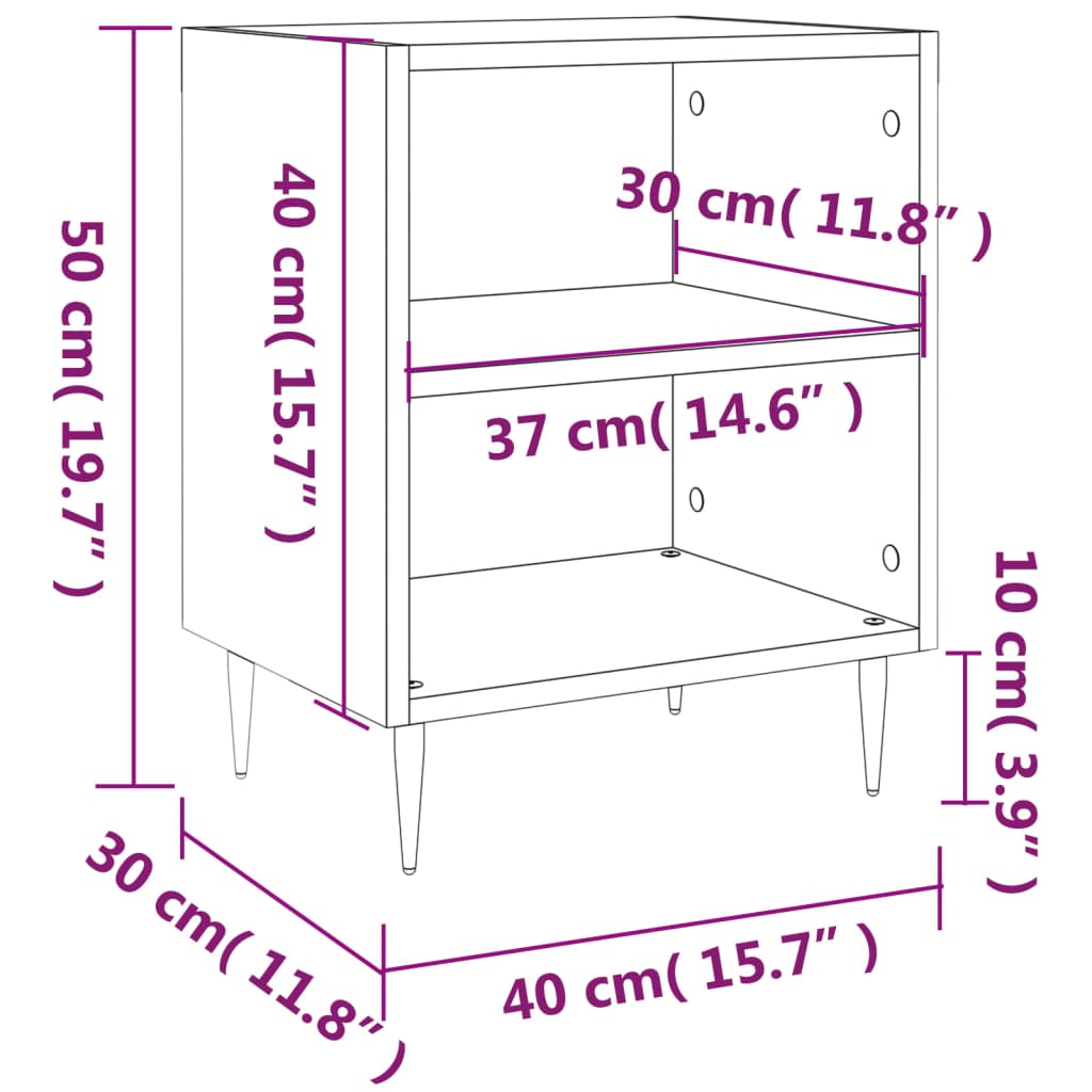 Bedside tables, 2 pcs., sonoma oak, 40x30x50 cm, composite wood