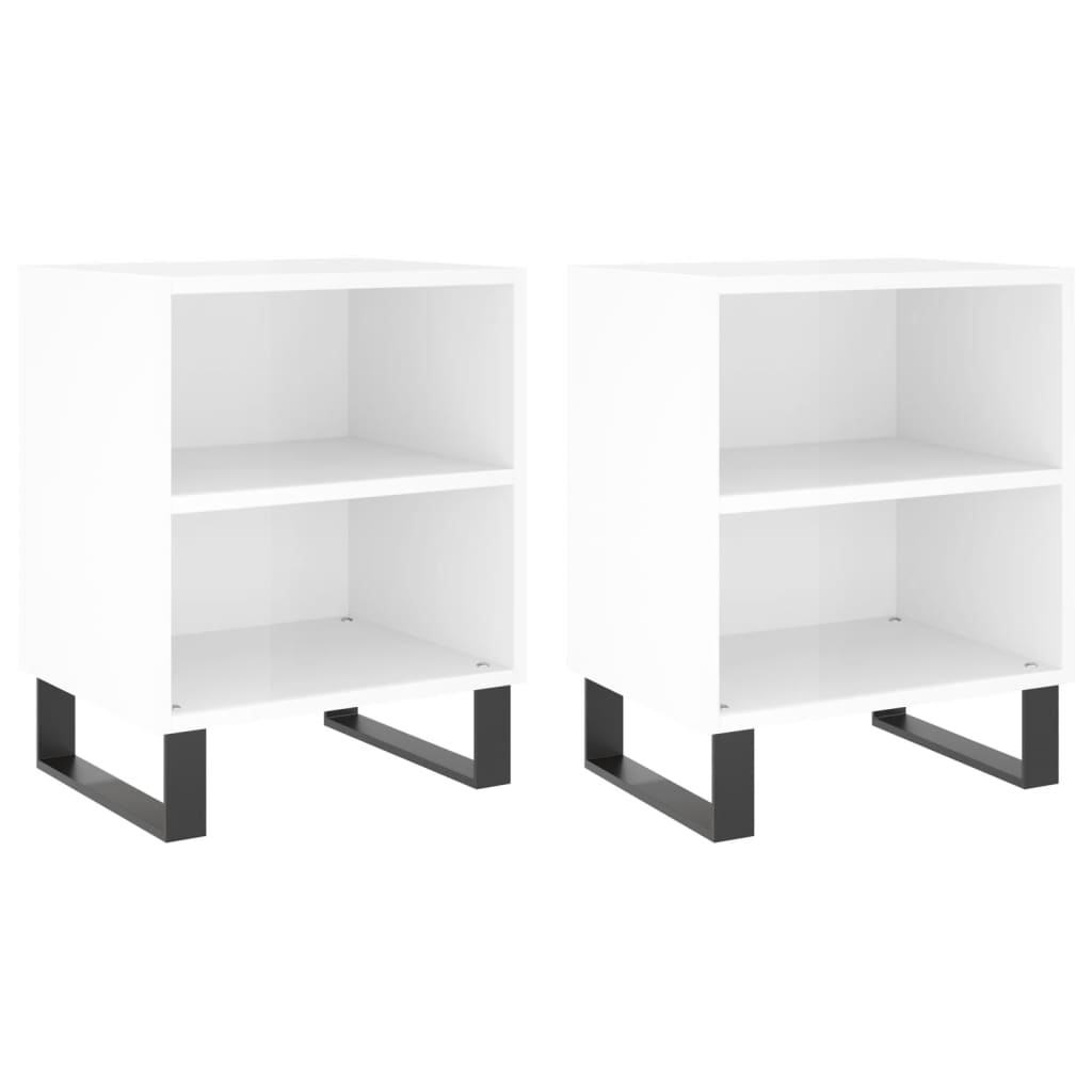 Bedside tables, 2 pcs., high-gloss white, 40x30x50 cm, composite wood