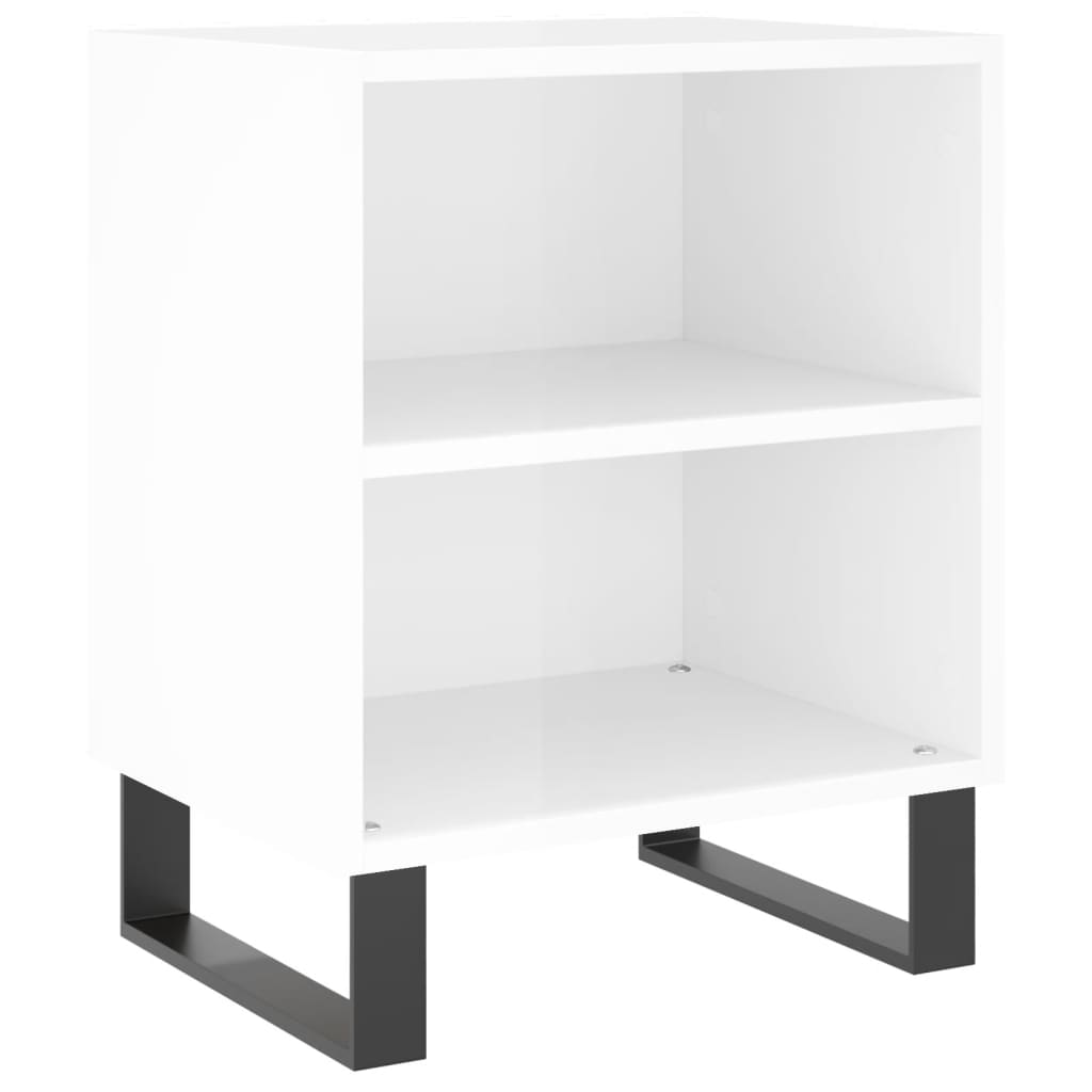 Bedside tables, 2 pcs., high-gloss white, 40x30x50 cm, composite wood