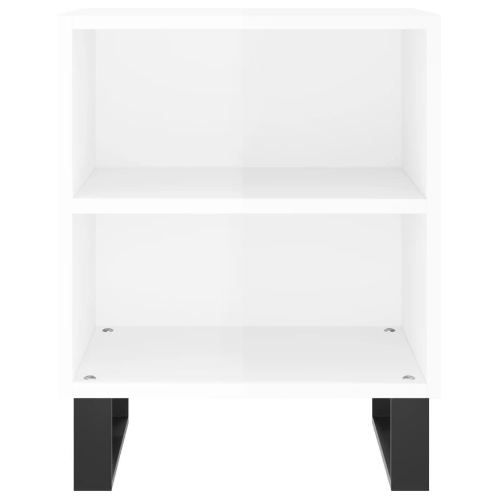 Bedside tables, 2 pcs., high-gloss white, 40x30x50 cm, composite wood