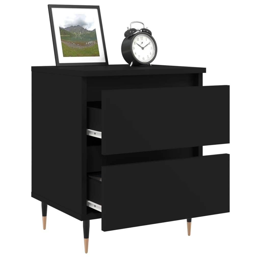 Bedside table, black, 40x35x50 cm, processed wood