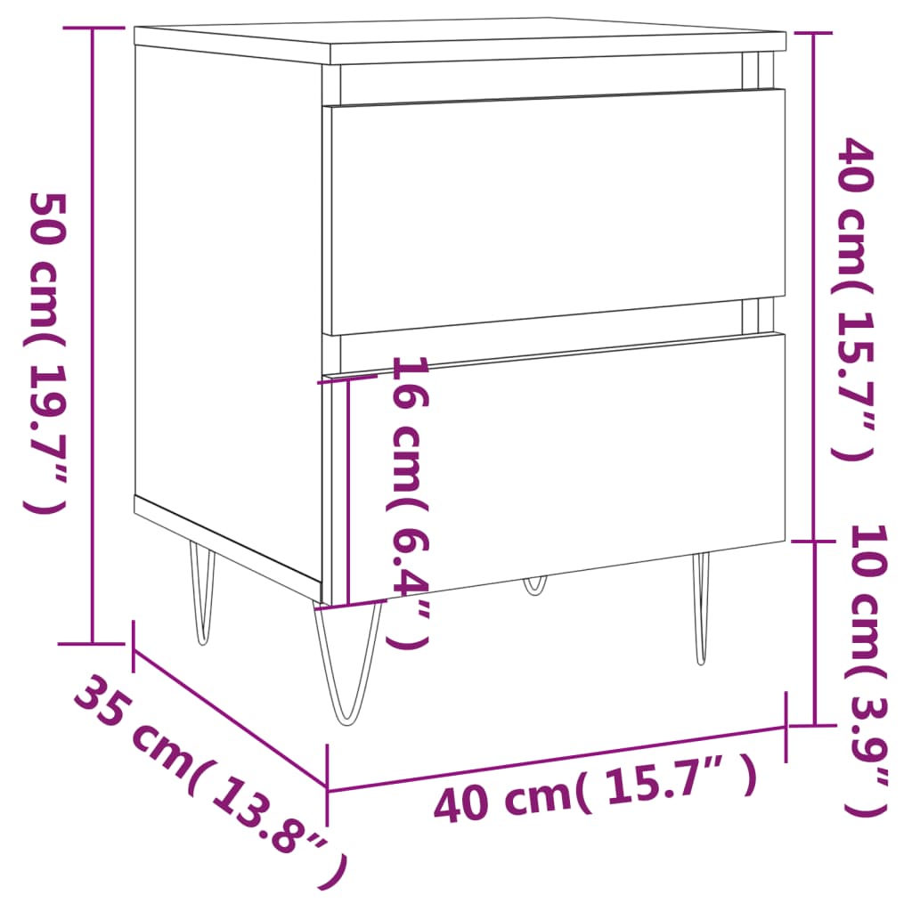 Bedside tables, 2 pcs., concrete gray, 40x35x50 cm, composite wood