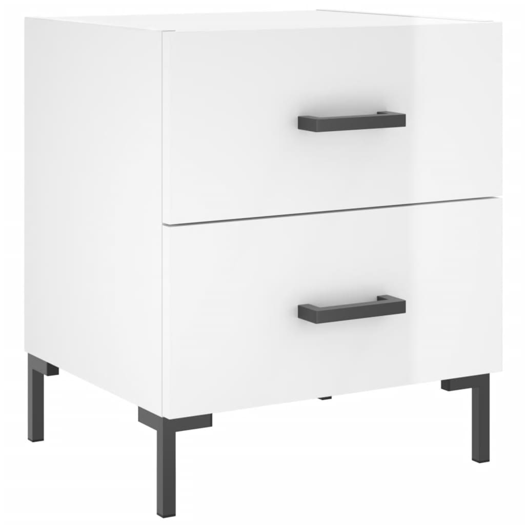 Bedside tables, 2 pcs., high-gloss white, 40x35x47.5 cm, composite wood