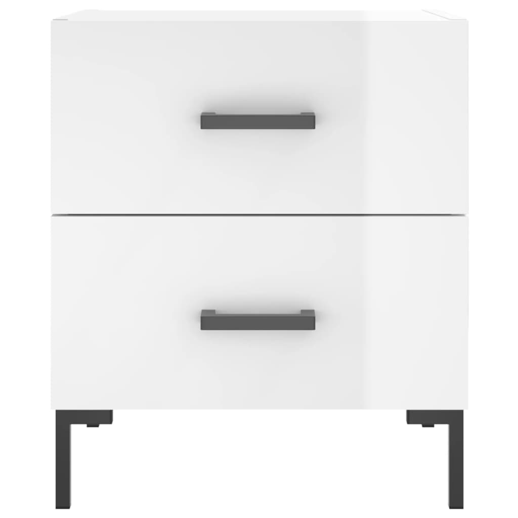 Bedside tables, 2 pcs., high-gloss white, 40x35x47.5 cm, composite wood