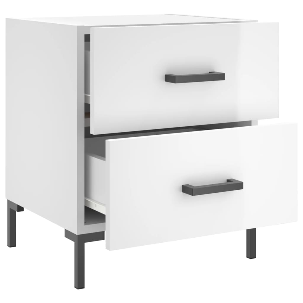 Bedside tables, 2 pcs., high-gloss white, 40x35x47.5 cm, composite wood