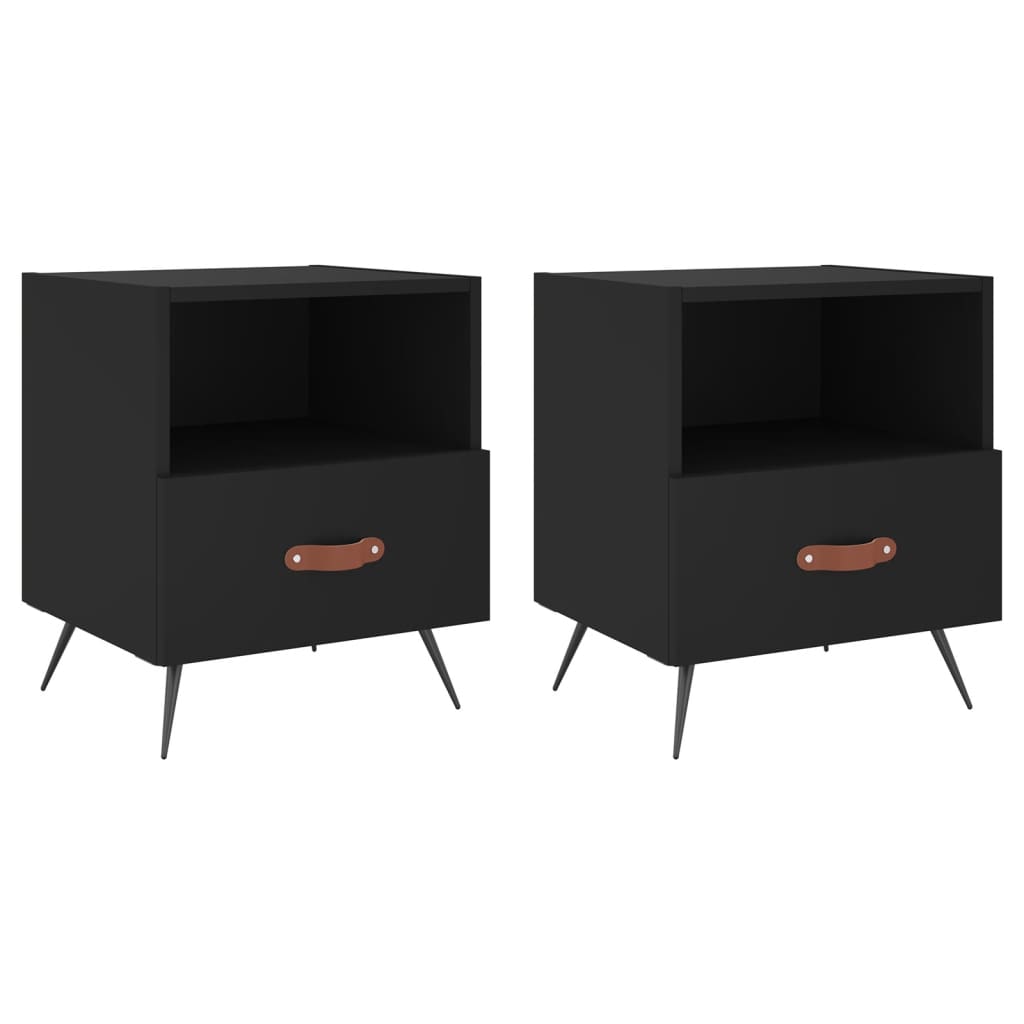 Bedside tables, 2 pcs., black, 40x35x47.5 cm, composite wood